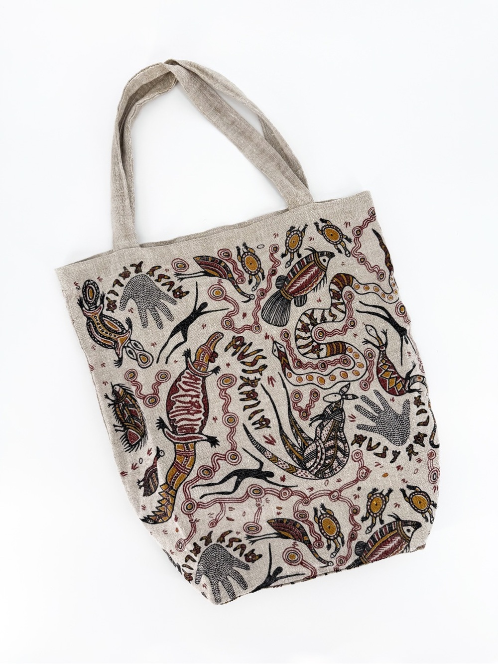 Vintage Reef Productions Pure Linen Aboriginal Art Tote Bag Australia